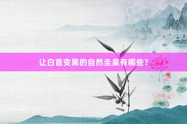 让白首变黑的自然圭臬有哪些？